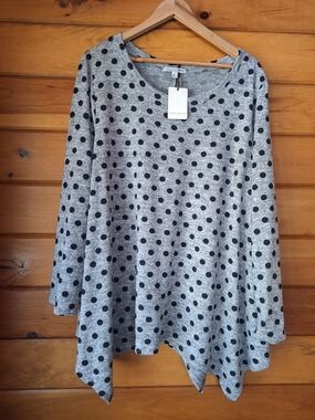 Green Envelope Grey Polka Dot Long Sleeve Tunic